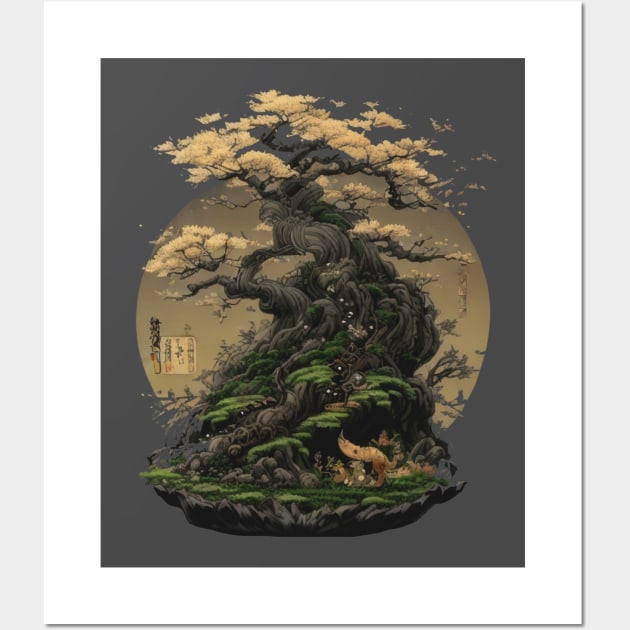 Japanese Moon Tree of Life Wall Art by HideTheInsanity